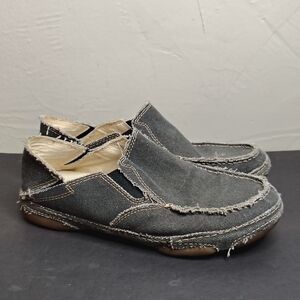 Tony Lama 3R Canvas Shoes Mens Size 8.5 Charcoal Black Casual Slip On Stitched